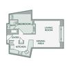 1 Bedroom, 1 Bathroom - 625 SF
